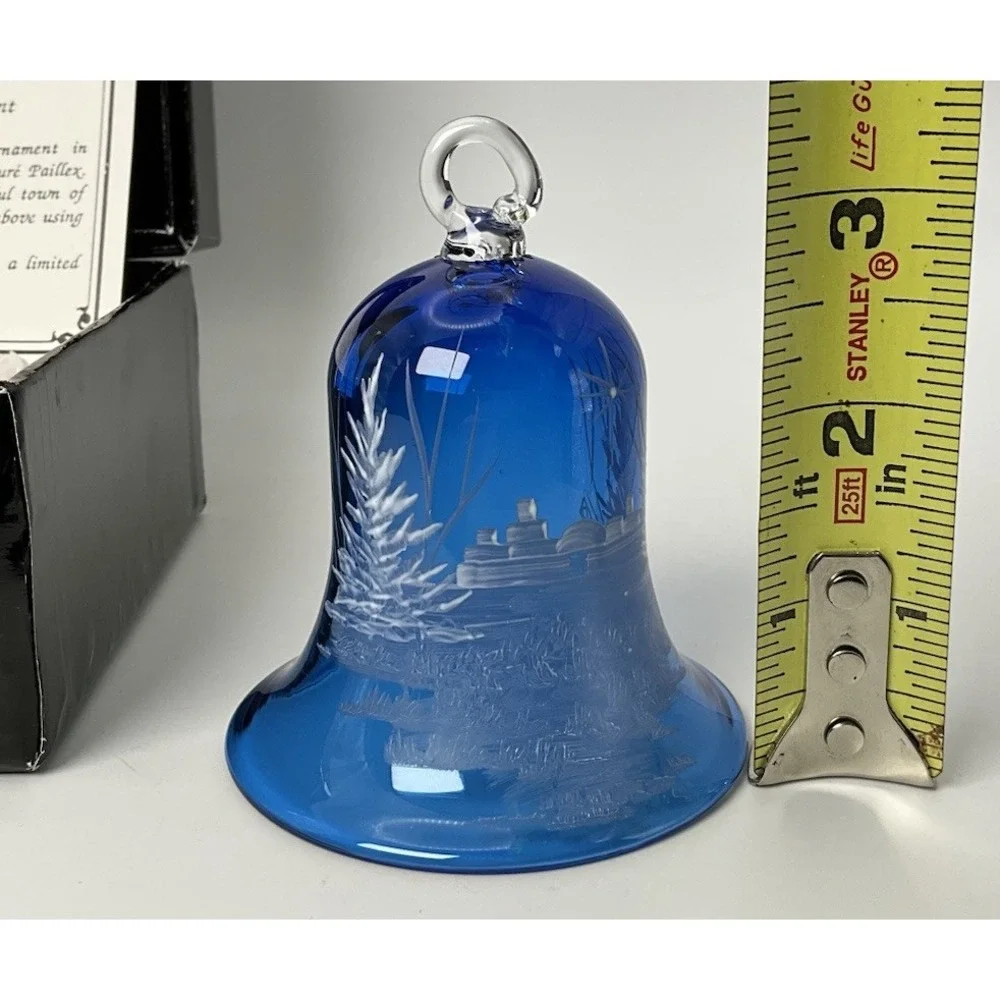 Pairpoint Crystal Annual Christmas Bell Ornament 1992 Hand Painted Bethlehem GUC
